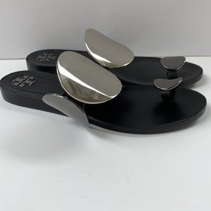 Black/Metal Tory Burch Sandals-Thongs, 6